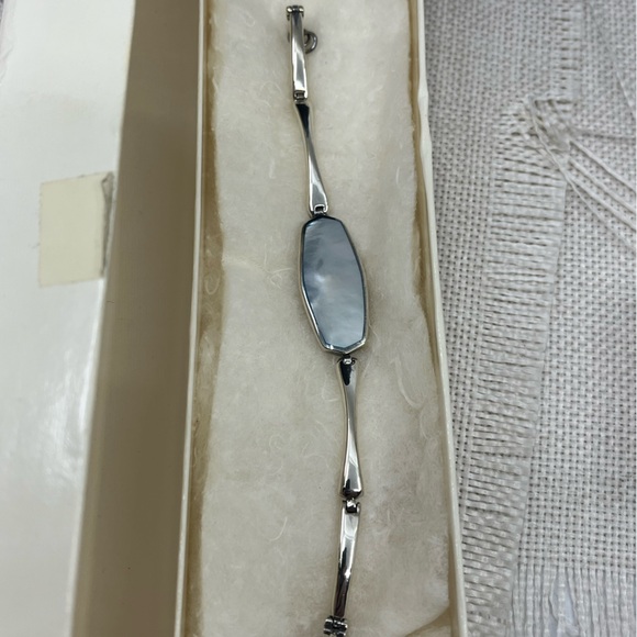 Vintage NF Sterling Silver Mother of Pearl Bracelet – 7", 17.7g, Thailand, 1990s - Picture 15 of 17